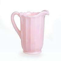 Pink Milk Glass Tall Paneled Pitcher With Handle