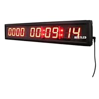 Red Days Countdown Clock 10 Digits Count up 10000 Days Hours Minutes Seconds LED Large Digital Countdown Clock IR Remote Control Aluminum Case
