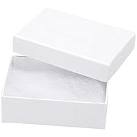 RJ Displays- 16 Pack Cotton Filled Elegant White Jewelry Box for Pocket Watch, Ring, Earring, Necklace Chain Jewelry Collectibles and Gift 3 1/4