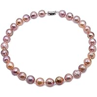 JYX Pearl Jewelry Lustrous 13-14mm Multi-Color Baroque Pearl Necklace 18