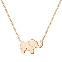 FANCIME Lucky Elephant Necklace 925 Sterling Silver High Polished Cute Mini Small Lucky Elephant Family Dainty Pendant Necklace Birthday Gifts For Women Girls, 16