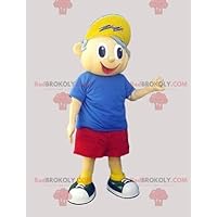 little boy REDBROKOLY Mascot in shorts t-shirt and cap