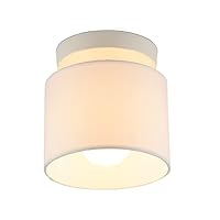 Iron Lamp Body Fabric Lampshade Painting Scrub System LED Eye Protection Ceiling Lamp Aisle Lamp Study Cloakroom Entrance Hall Entrance Door Ceiling Lamp Durable (Color : White_Round)