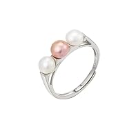Triple Pearls Adjustable Handmade 925 Sterling Silver Ring C2463