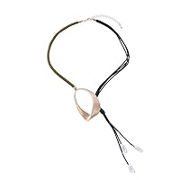 Unique Two-Tone Leather Necklace with Gold Irregular Hoop Pendant, Black Tassel, and Creamy Pearls – Stylish and Gentle Fashion Jewelry for Casual and Formal Elegance, Even More Beautiful in Person