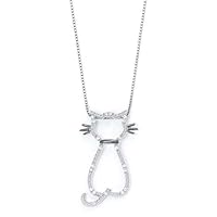 925 Sterling Silver Diamond Cat Necklace Jewelry for Women