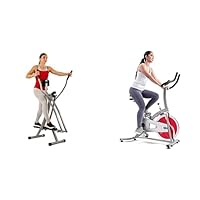 SF-E902 Air Walk Trainer Elliptical Machine Glider + Sunny Health & Fitness Indoor Cycling Exercise Bike with LCD Monitor - SF-1203