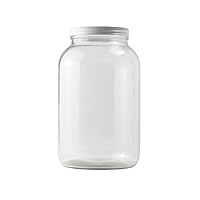 FastRack - One Gallon Wide Mouth Jar with White Metal Airtight Lid, One Glass Jar with Fermentation Lid, 1 Gallon Glass Jar with Lid for brewing, fermentation and pickling