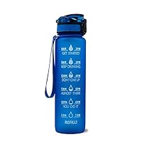 Giotto 32oz Leakproof BPA Free Drinking Water Bottle with Time Marker & Straw to Ensure You Drink Enough Water Throughout The Day for Fitness and Outdoor Enthusiasts (blue)