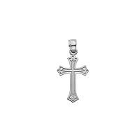 14K White Gold Cross Religious Pendant - Crucifix Charm Polish Finish - Handmade Spiritual Symbol - Gold Stamped Fine Jewelry - Great Gift for Men & Women for Occasions, 18 x 13 mm, 0.8 gms