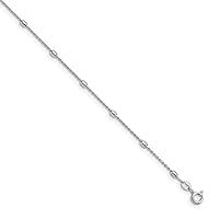 Sterling Silver Anklet 9 inch 1 mm Polished Beaded with 1in ext.