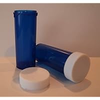 Plastic Prescription Cobalt Blue Vials/Bottles 25 Pack w/Non-CHILDPROOF Caps 6 Dram Size-New