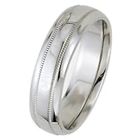 Wedding Bands; Platinum Men`s and Women`s Dome Park Ave Wedding Bands 7mm Wide Comfort Fit