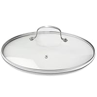 Nuwave 11.5” Vented Tempered Glass Lid, Oven Safe up to 350F, Dishwasher Safe, Shatter-Resistant, Easy to Clean, Stainless-Steel Handle and Rim, Compatible w/Most 11.5