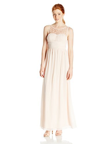 Speechless Junior's Emma Jewel/Pearl Illusion Long Prom Dress