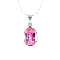 Body Bling Pink on Silver 3D Effect Oval Necklace