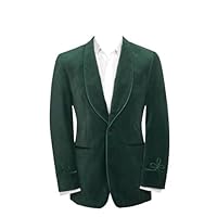 Men Green One Button Luxury Smoking Jacket Men Single Breasted Dinner Night Party Gift for Husband Coat