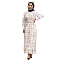 New Plaid Patterned Islamic Hijab Gilet Dress for Woman Female Dress Crepe Fabric Prom Dress