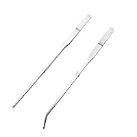 Aquarium Tweezers Extra Long 10.6 inches (27cm), 2 Piece Aquarium Tweezers Stainless Steel Straight and Curved Tweezers Set for Foreground Fish Tank Plant Aquascape Tools, Feeding Tongs