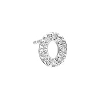 925 Sterling Silver Number Round Cut Prong Set 0.02 dwt Diamond Earrings
