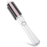 Portable USB Cordless Hair Straightener Curler Comb, White, with 2600mAh Rechargeable Battery, Dual Voltage, Mini Size for Travel and Bussiness Trip