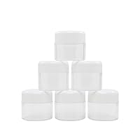 Flents Travel Cosmetic Jars for Personal Items, Clear Base for Labeling, TSA Approved, Durable and Refillable, 6 Pack, 1.25 oz, White