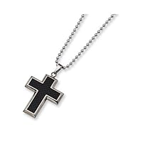 Black Carbon Fiber and Titanium Cross Necklace