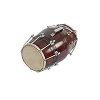 Traditional 17-Inches Bolt Tuned Handmade Dholak Drum | Dholak Instrument | Dholki Music Instrument - 100% Made in India (Dark Wood)