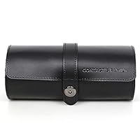 Genuine Leather Travel Watch Case Roll Organizer Classic, Watch Storage Bag 3-Watches Roll Case for Watches and Bracelets-Black
