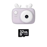 Kids Cartoon Camera,1080P Instant Camera HD Creative Digital Video Cameras Child Selfie Camera Kids 40MP Best Birthday Gift for 3-12 Years Old Boys Girls (Purple+32GB TF Card)