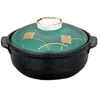 Set of 10 Kaiseki Pot, Green Gold Crest No. 4 Pot, 5.8 x 5.1 x 3.1 inches (14.7 x 13 x 8 cm), Banko Ware Direct Fire, Enhanced Japanese Tableware, Sake Cup, Restaurant, Inn, Commercial Use