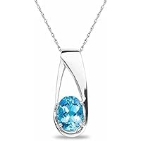The Diamond Deal Lab Created Oval Gemstone Birthstone Necklace Pendant Charm 10k REAL White OR Yellow Gold 18 inch 10k Gold Chain (Choose your Birthstone)