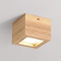 Solid Wood Ceiling Light LED Grille Ceiling Lamp Square Surface Mounted Downlight, Japanese-Style Living Room Ceiling Light Fixture for Aisle Porch Living Room Office Hotel