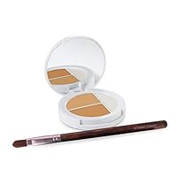 Sheer Cover Studio – Conceal and Brighten Highlight Trio – Two-Toned Concealers – Shimmering Highlighter – Medium/Tan Shade – With FREE Concealer Brush – 3 Grams