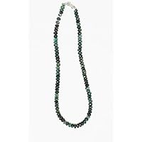 LKBEADS Elegant Green Emerald Faceted Beads Rare Necklace 7mm to 8mm Faceted Emerald Beads Necklace - Ready to Wear Necklace 18 Inch Long/May Birthstone Code-HIGH-2244