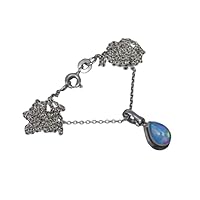 Beautiful Pear Ethiopian Opal Pendant Necklace 925 Silver Gemstone Jewelry