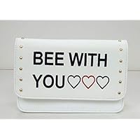 Unic Logo Embroidered Heart Wallet Pochette White One Size Fits All Shoulder UK-9556WH