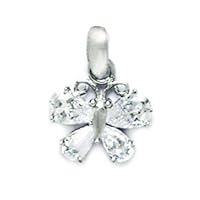 14k White Gold CZ Cubic Zirconia Simulated Diamond Butterfly Angel Wings Pendant Necklace Measures 18x13mm Jewelry for Women