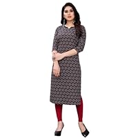 Jessica-Stuff Women Floral Print, Printed Crepe Straight Kurta (415)