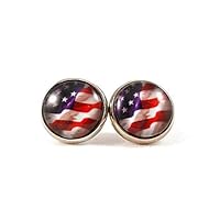 American Flag Earrings Red White and Blue Patriotic Jewelry American Flag Jewelry