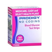 Prodigy 73200 No Coding Blood Glucose Test Strips, Box of 50 Strips
