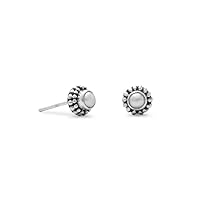 925 Sterling Silver 4mm White Freshwater Cultured Pearl Bead Post Earrings Jewelry for Women