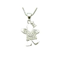 925 Sterling Silver Finish Round Cut Diamond Set Girl Charm Women's Pendant