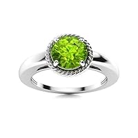 Peridot Round 6.00mm Solitaire Promise Ring | Sterling Silver 925 With Rhodium Plated | Evergreen Timeless Solitaire Promise Ring