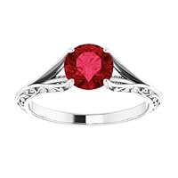 Woodland 1 CT Ruby Engagement Ring 14K White Gold, Elvish Ruby Ring, Twig Leaf Red Ruby Ring, Branch Ruby Ring, July Birthstone Ring, Anniversary