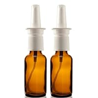 Amber Glass 1 oz Nasal Sprayer! EMPTY, Refillable, Travel Sized, Quality Glass for Saline Applications! (2 Pack)