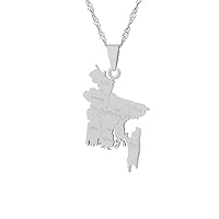 Bangladesh Map Pendant Necklace Bangladesh Map Flag Patriotic Couple Necklace Clavicle Chain Hip Hop Fashion Ladies Men Sweater Chain Accessories Trendy Party Birthday Gift