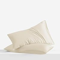 LINENWALAS Eucalyptus Cooling Pillowcases Queen Size Set of 2 | Certified Tencel Lyocell Fiber | Cool Vegan Standard Size Silk Pillowcases for Skin and Hair (20x30 Inches, Set 2, Ivory)