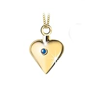 14k yellow gold ash pendant 'Heart' with sapphire | 14k yellow gold Ash Pendant 'Heart' | Cremation Jewelry