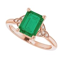 Trinity Emerald Shape 1 CT Emerald Engagement Ring 14k Gold, Celtic Knot Genuine Emerald Diamond Ring, Irish Green Emerald Ring, May Birthstone, Vintage Wedding Ring, Victorian Bridal Ring